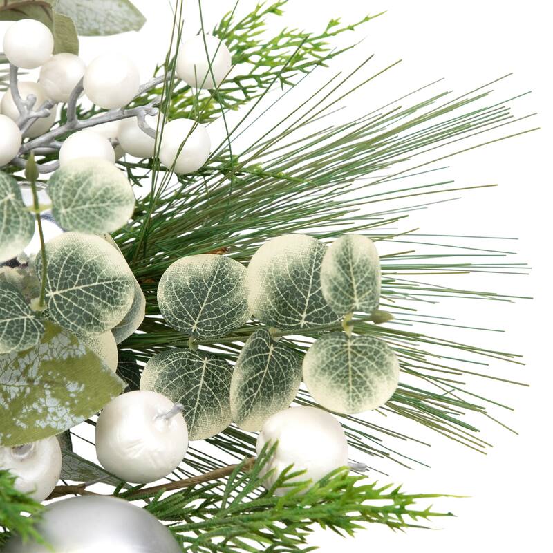 Mixed Pine with Pinecones and Ornaments Artificial Christmas Wreath - 28" - Unlit