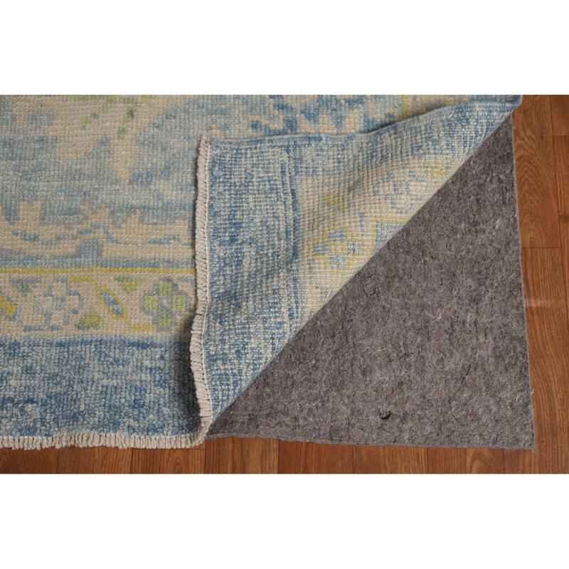 Hand Knotted Oriental 100% Wool Carpet Transitional All-Over Navy Blue & Blues Oushak Area Rug - 10' 6'' X 8' 0''