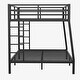 preview thumbnail 7 of 7, Black Full XL over Queen Size Metal Bunk Bed with Fence & Space-Saving Design