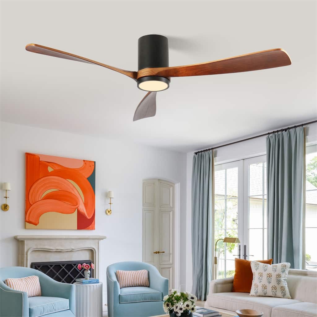 60-Inch Indoor/Outdoor Flush Mount Ceiling Fan with Light