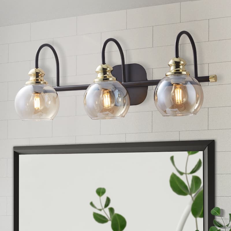 ExBrite Modern Rose Gold 3/4-light Bathroom Dimmable Crystal Vanity Lights Wall Sconces - Round Glass - 3-Lights