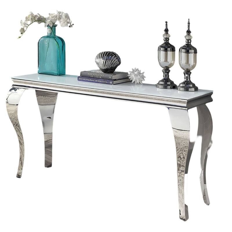 1pc Sofa Table White Glass Top