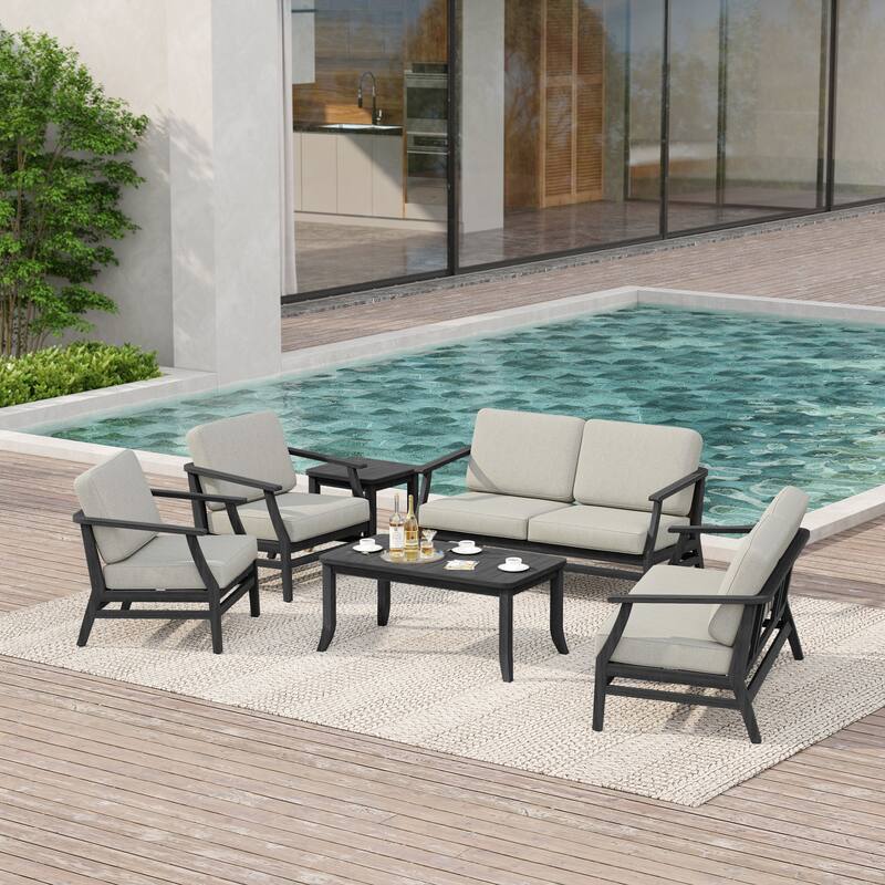 Large Outdoor Conversation Set with Patio Chairs, Loveseat, Tables