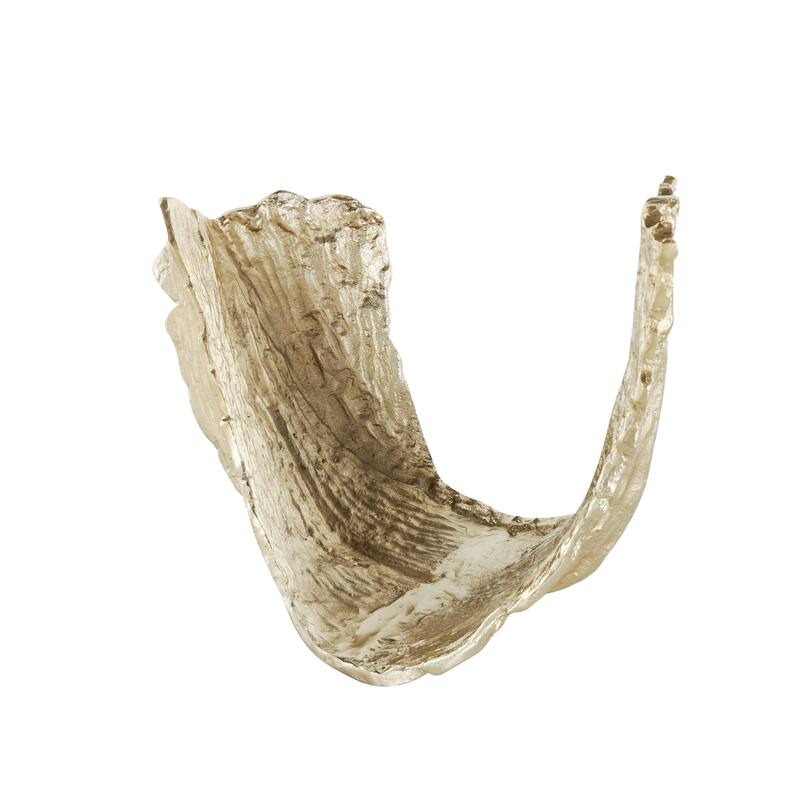 Aluminum Metal Leaf Textured Folded Leaf Decorative Bowl - Gold - Roche River Decor