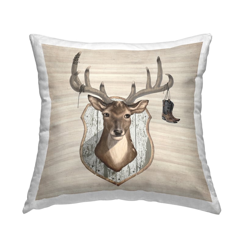 Stupell Deer Mount Cowboy Boots Printed Throw Pillow Design by Lucca ...