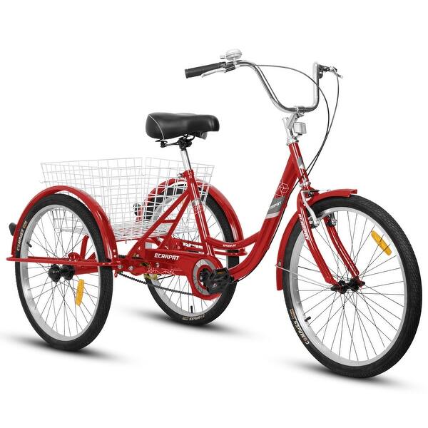 24-Inch Adult Tricycle with Shopping Basket, 3-Wheel Bike for Seniors,  Women, and Men - Sturdy Frame and 350lb Capacity - Bed Bath & Beyond -  42375626