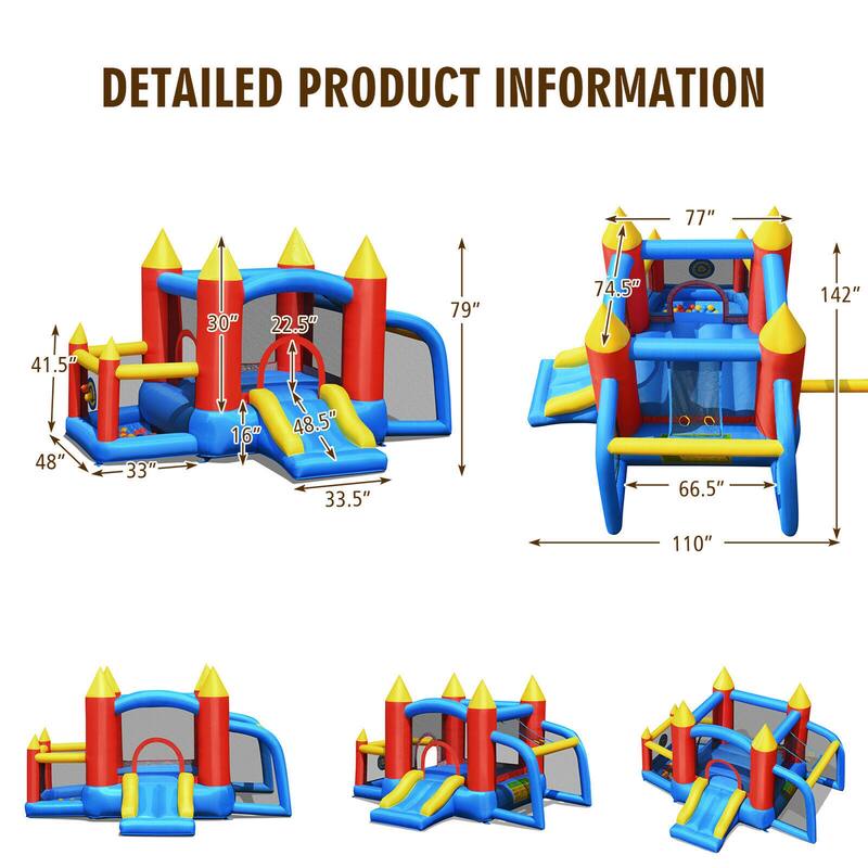 Gymax Kid Inflatable Bounce House Slide Jumping Castle w/Soccer Goal