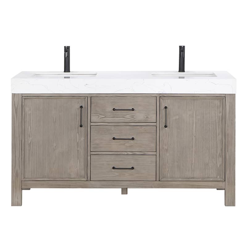 Leon 60 in. Double Bathroom Vanity with Composite Stone Top