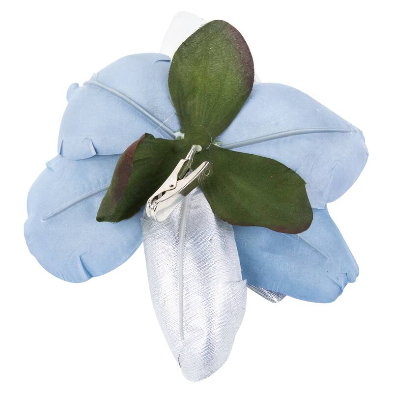Artificial Magnolia Flower Clip-On Christmas Ornament - 7" - Iridescent Blue