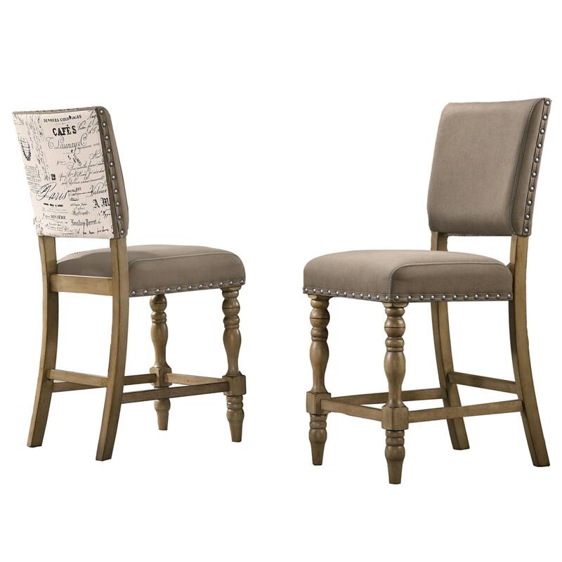 2 PCS Birmingham Script Printed Driftwood Counter Height Dining Chair