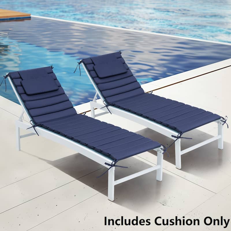 Pellebant Outdoor Chaise Lounge Cushions Patio Lounger Pad with Straps - 2PC-70.9'' - NavyBlue