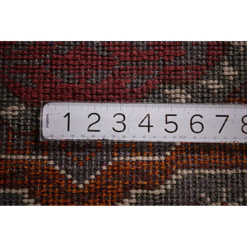 Geometric Kazak Oriental Runner Rug Handmade Wool Carpet - 2'6" X 7'11"