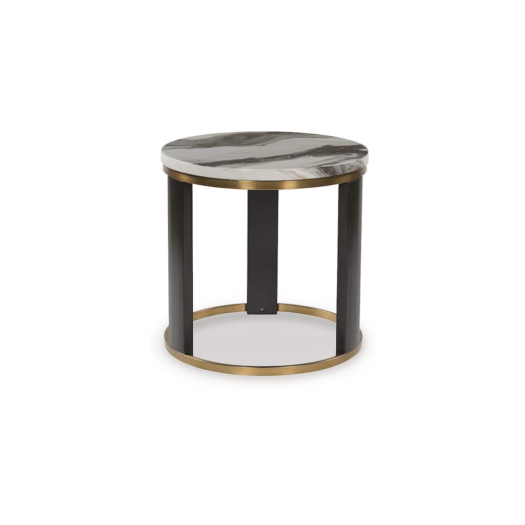 Signature Design by Ashley Jazmore Brown/Gold End Table - 24" W x 24" D x 24" H