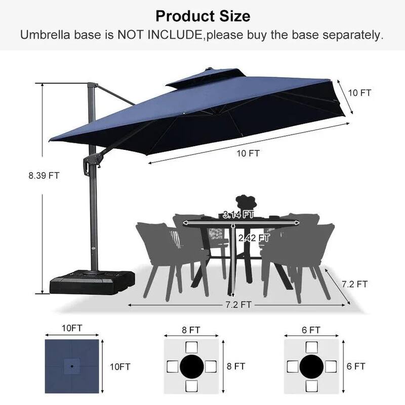 PURPLE LEAF Patio Cantilever Umbrella with 360 Degree Rotation UV Protection