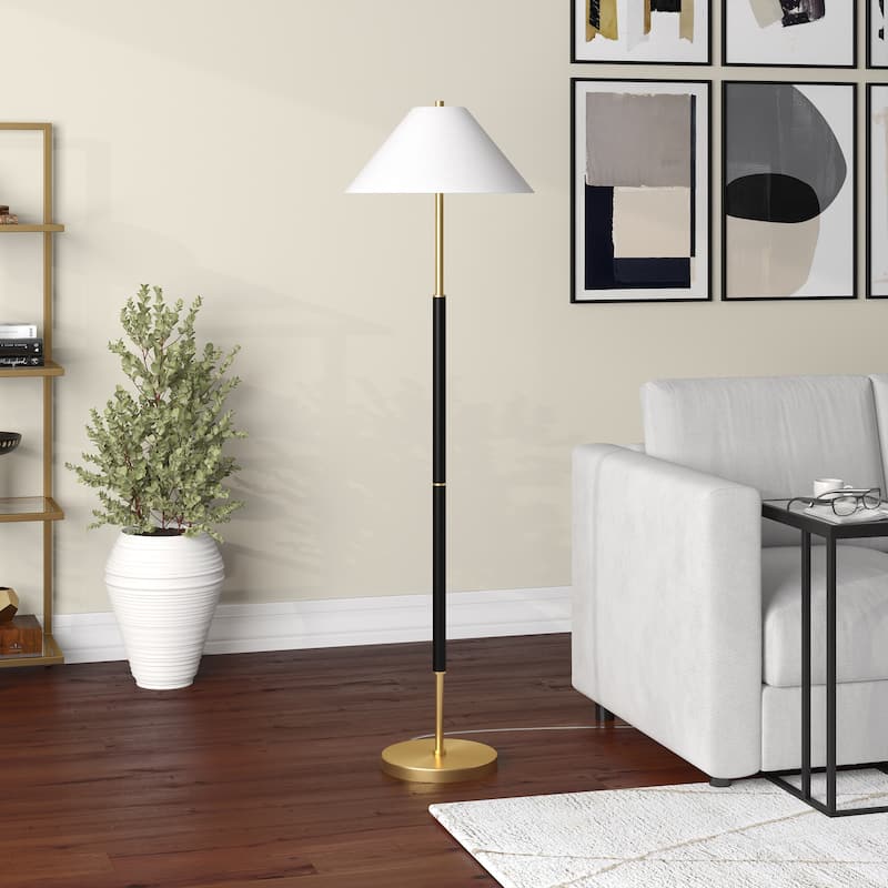 Simona 2-Light Floor Lamp with Fabric Shade - 18" Wide