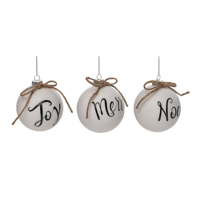 Transpac Glass 4.5 in. Multicolored Christmas Holiday Sentiment Ornament Set of 3