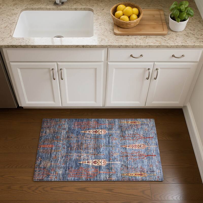 Premium Washable Super Soft Global Boho Mayfield Rug - Blue - 1'8" x 2'6"