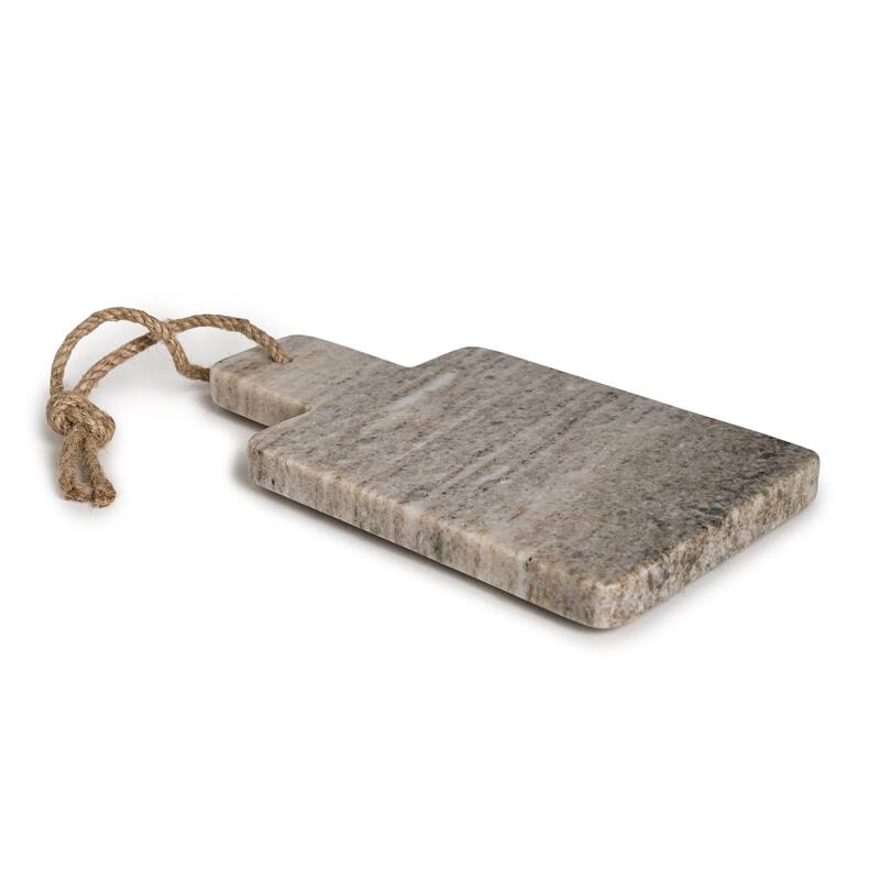 Sm. Beige Marble Cheese Board w/ Jute Handle - Beige