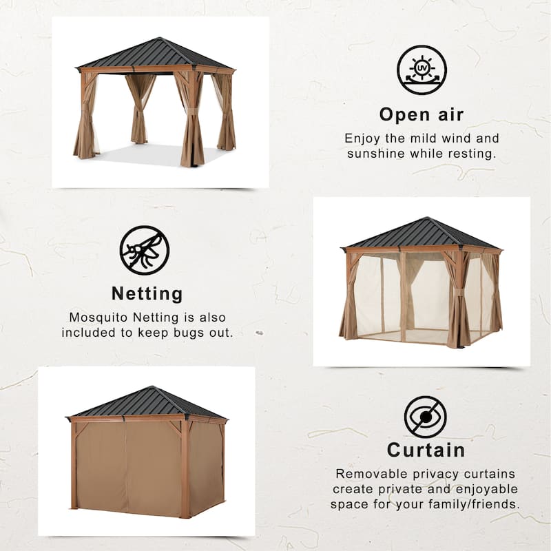 ABCCANOPY Outdoor Hardtop Gazebo with Galvanized Steel Double Roof