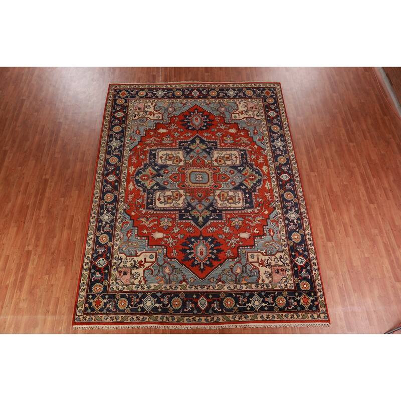 Traditional Heriz Serapi Indian Area Rug Handmade Wool Carpet - 8'11" x 11'11"