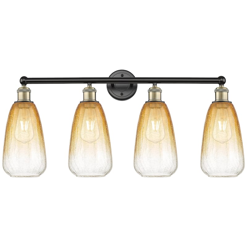 Innovations Lighting 616-4W-16-33 Brookhaven Almond Vanity Brookhaven - Black Antique Brass / Amber