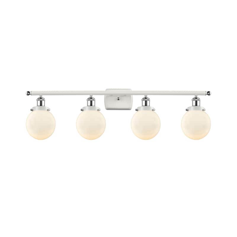Innovations Lighting 916-4W-11-36 Beacon Vanity Beacon 4 Light 36" - White and Polished Chrome / Matte White