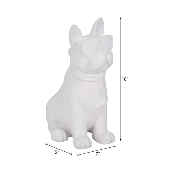 dimension image slide 1 of 3, Sagebrook Home 10" Solid Color Cool Shades Novelty Boston Terrier - 7" x 5" x 10"