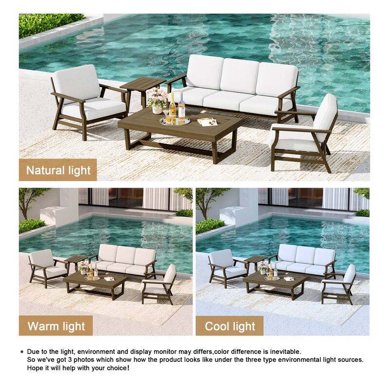 5-Piece Teak Outdoor Conversation Set with Tables.