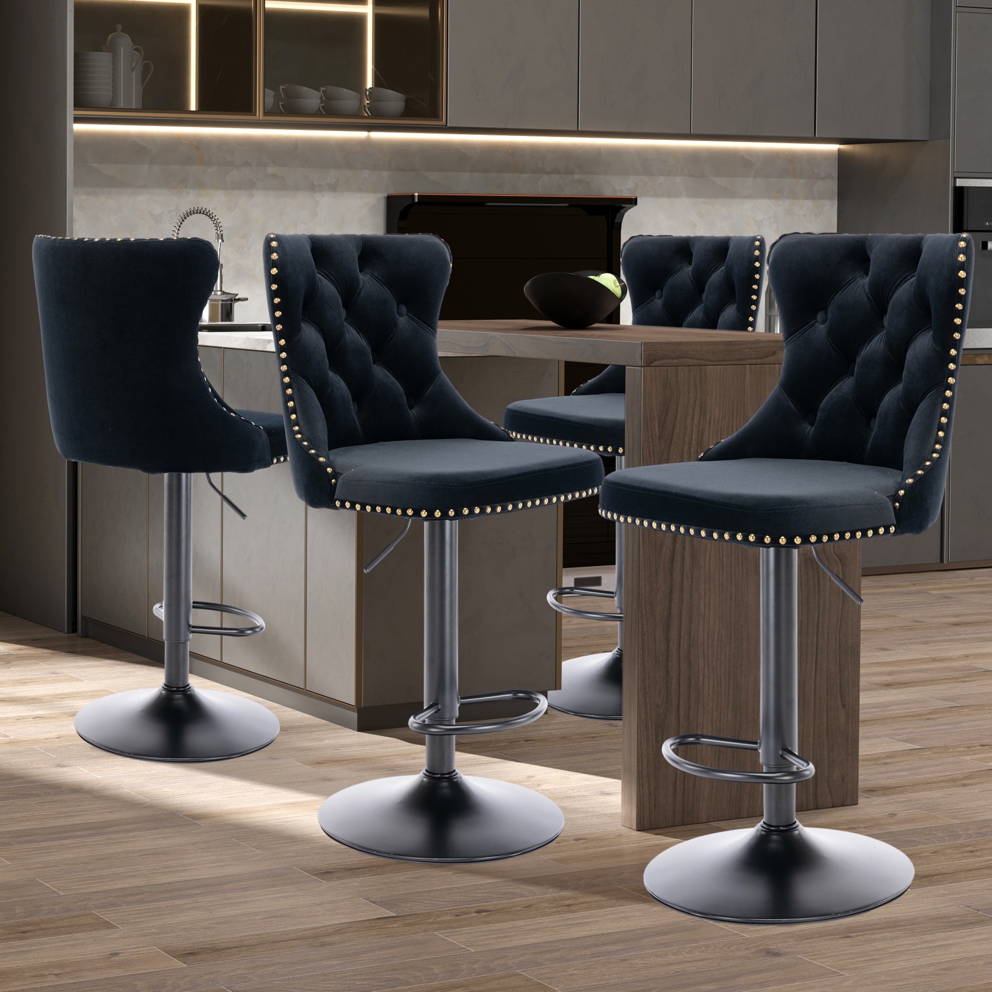 Sealy Modern Upholstered Adjusatble Swivel Barstools with Backs Comfortable Tufted