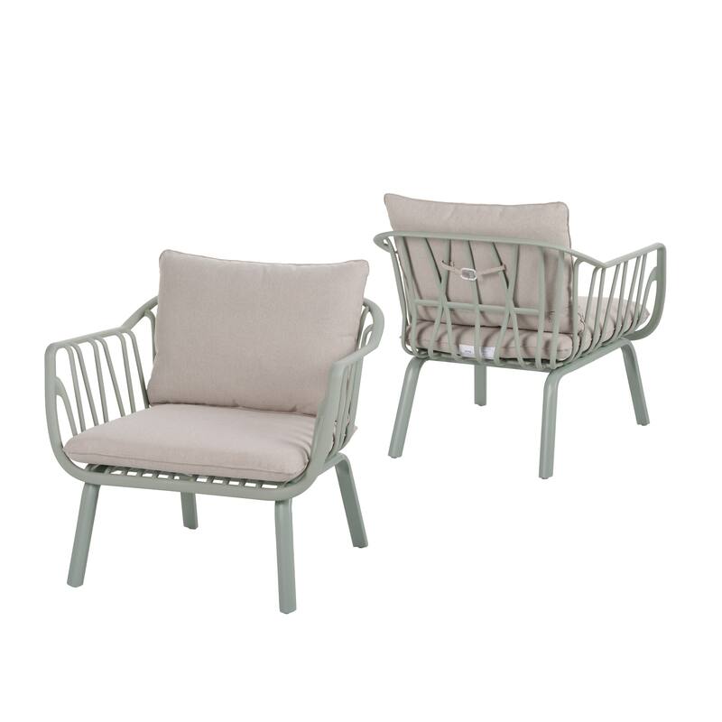 Roomfitters Huron Outdoor Patio PP Club Chair with Open Slat Accents, Weather Resistant, Set of 2 - Set of 2