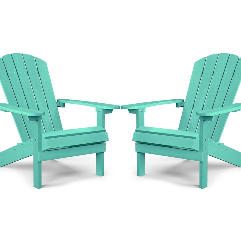 WINSOON All Weather HIPS Outdoor Plastic Adirondack Chairs Set of 2