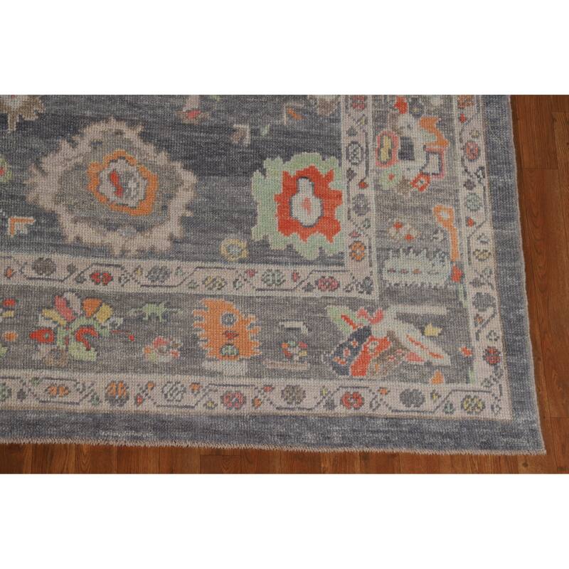 Hand Knotted Oriental 100% Wool Carpet Transitional All-Over Greys & Charcoal Oushak Area Rug - 10' 2'' X 7' 11''