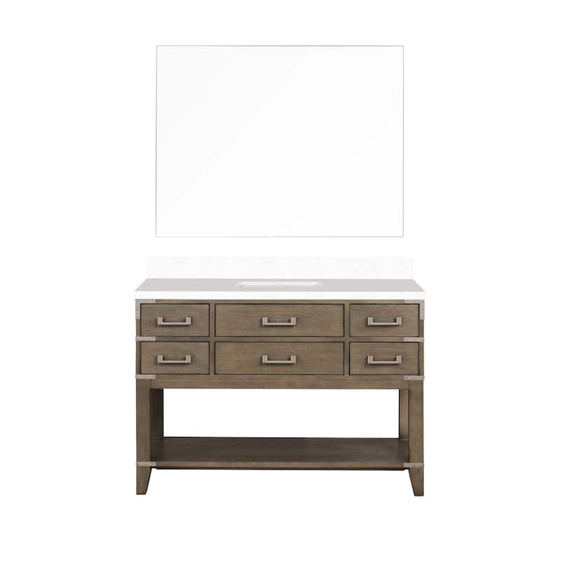 Norwalk 48 in W x 22 in D Black Oak Single Bath Vanity, Cultured Marble Top, and 46 in Mirror