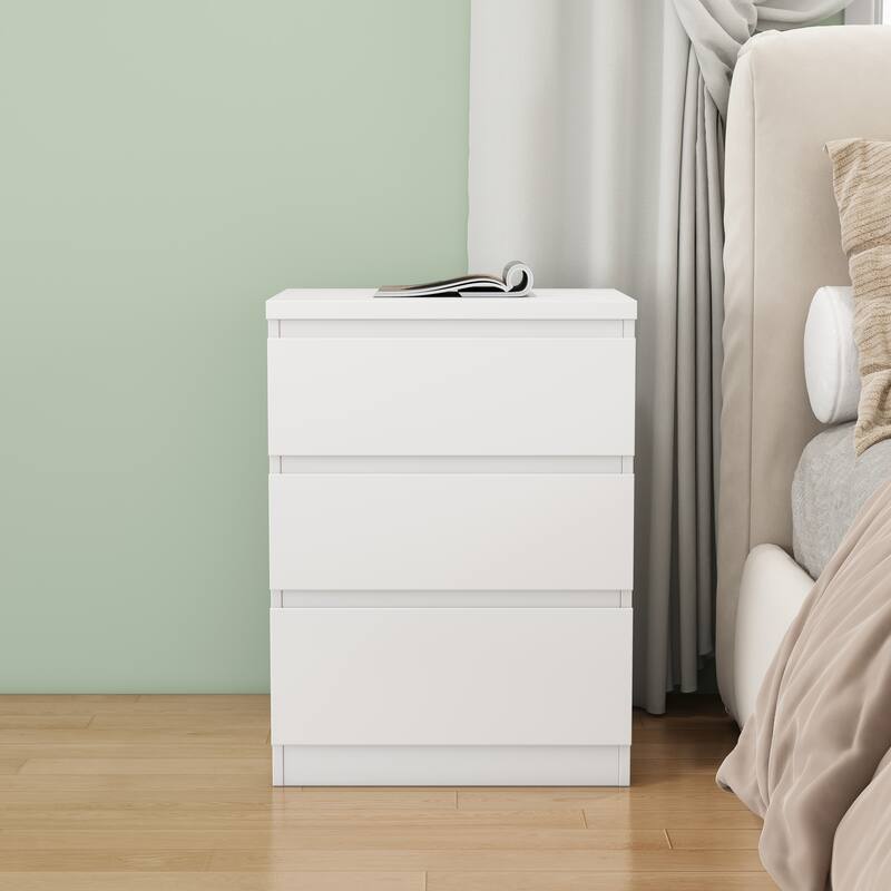 19.7-Inch Nightstand with 3 Drawers, Beside Table with Drawers Handle Free Design,Thickened Top Plate,for Bedroom,Living Room