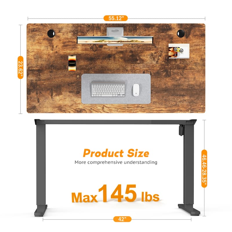 Electric Standing Desk - Adjustable Height Computer Workstation with Memory Settings for Home Office, Gaming & Study