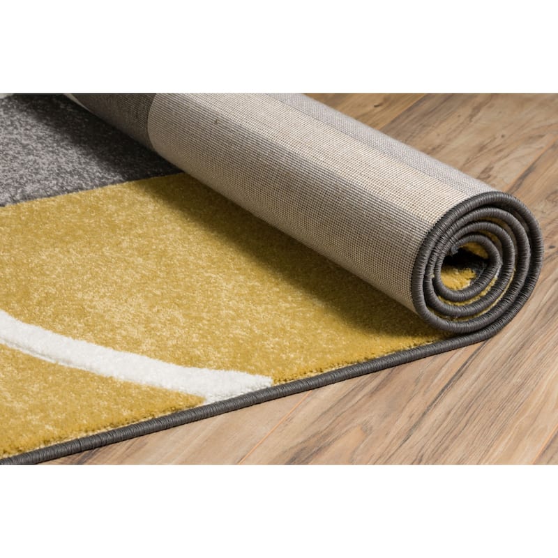 Well Woven Modern Geometric Arcs Shapes Area Rug - 3'11" x 5'3"