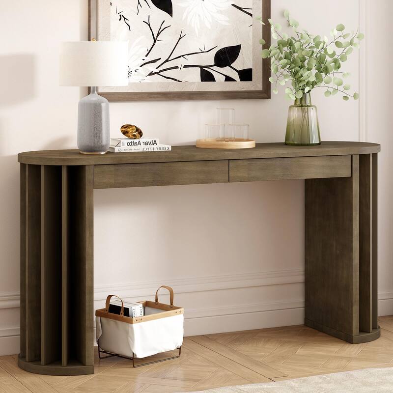 59" Farmhouse Console Table with 2 Drawers