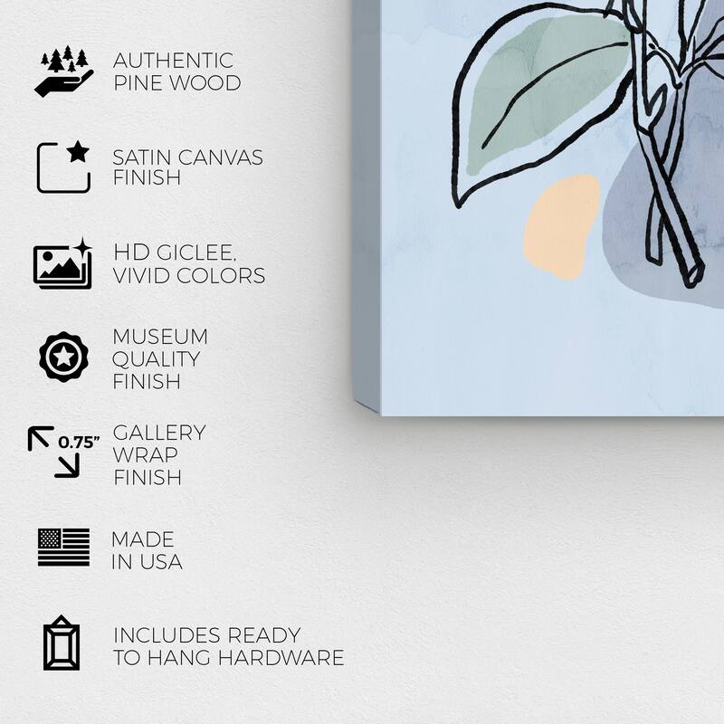 Wynwood Studio Canvas Floral and Botanical Flowers in Bloom Blue Pink and Yellow Modern & Contemporary Wall Art Canvas Print