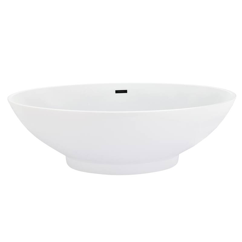 Altair Elbow 67" x 32" Flatbottom Freestanding Acrylic Soaking Bathtub in Glossy White