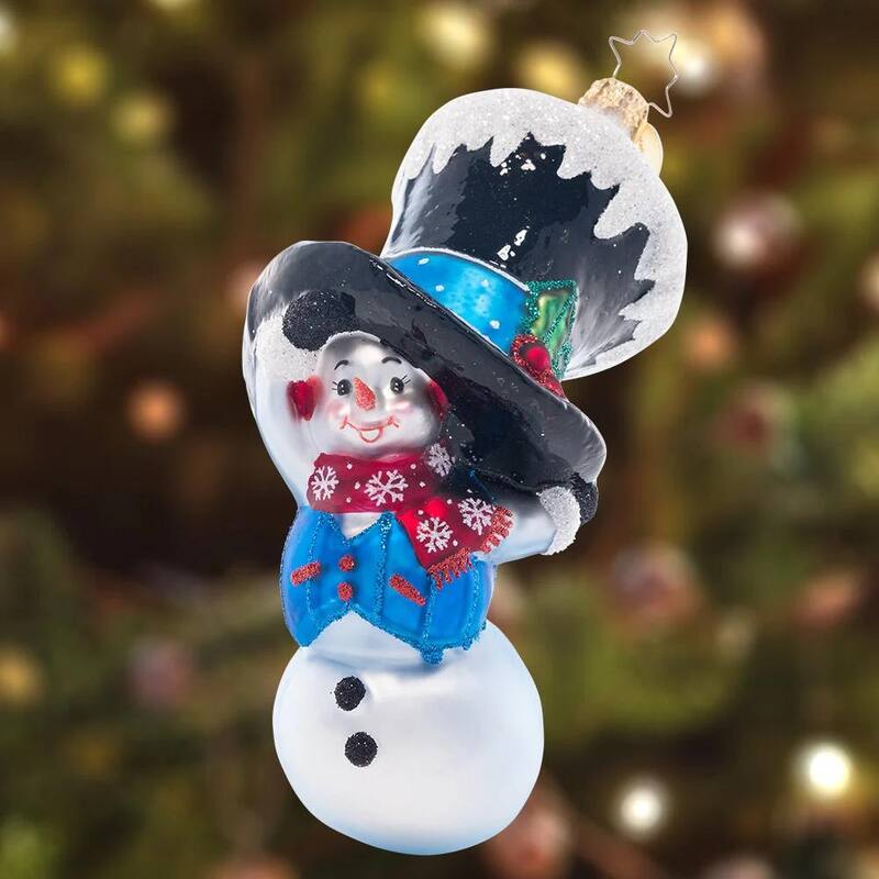 Christopher Radko Peek-A-Boo Snowman Glass Christmas Ornament 1021508