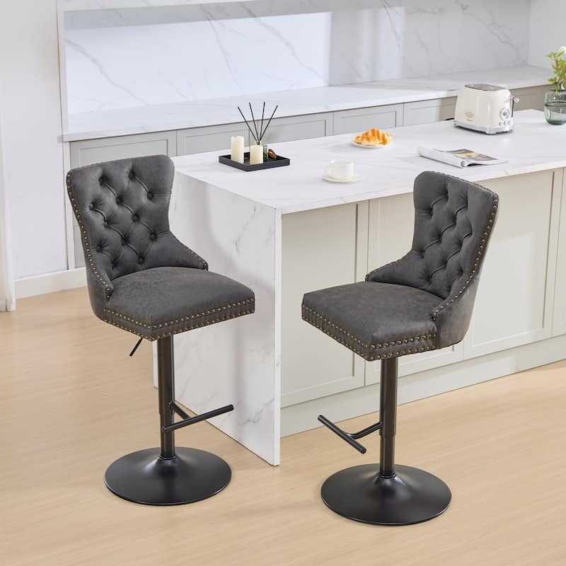 Modern Upholstered Adjusatble Thick Swivel Counter Barstools