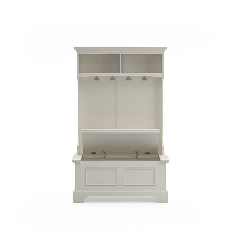 Homestyles Naples Off-White Wood Hall Tree - 40" x 19" x 64"