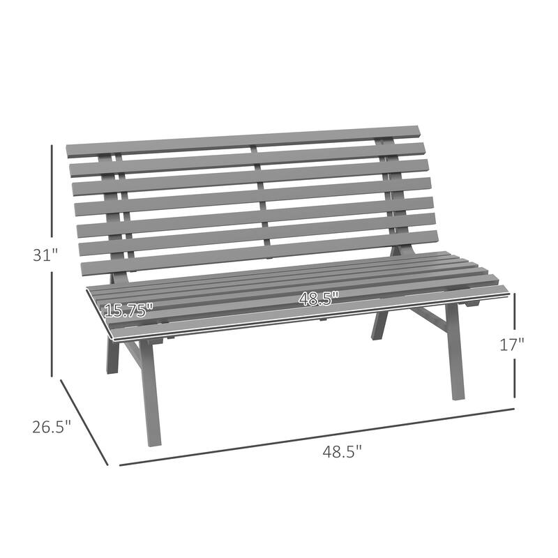 Porch Bench Outdoor Bench with Aluminum Frame, Charming Leisure Bench with Backrest, Corridor Bench Entryway Bench