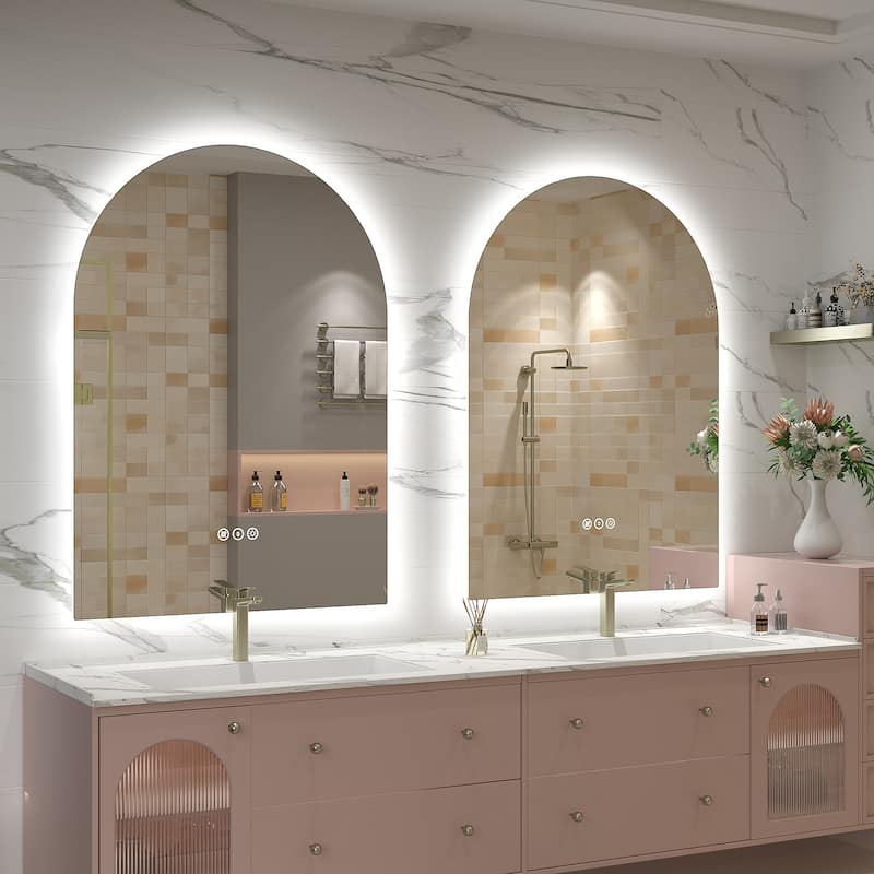 UL Certified Arched LED Anti-fog Tempered Glass Wall Bathroom Vanity Mirror