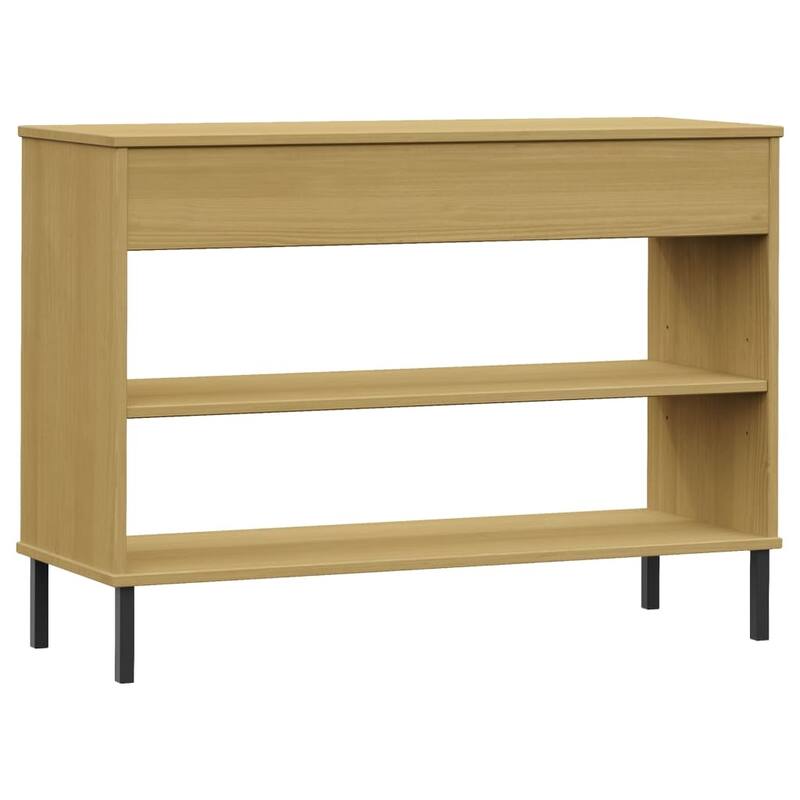 vidaXL Console Cabinet Buffet Storage with Metal Legs Solid Wood Pine OSLO - 38.6" x 13.8" x 27.6"