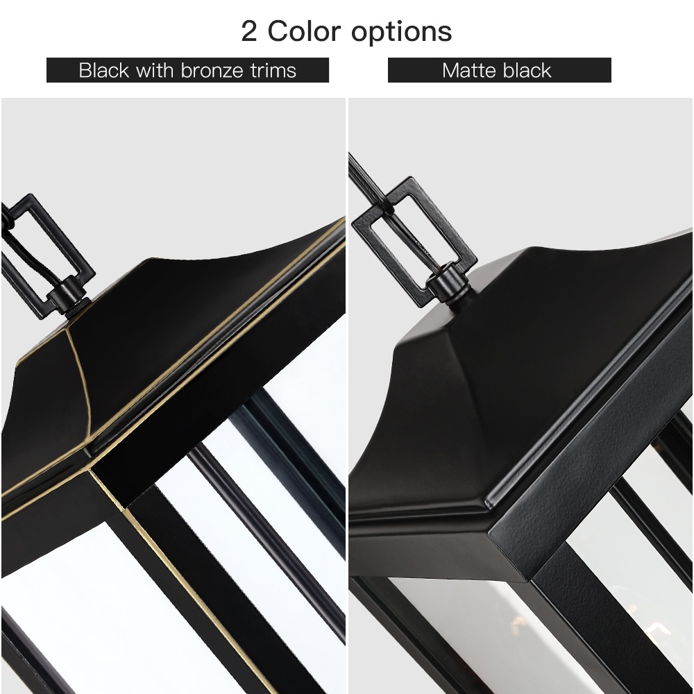 Matte Black Outdoor Hanging Lantern For Patio, Porch With