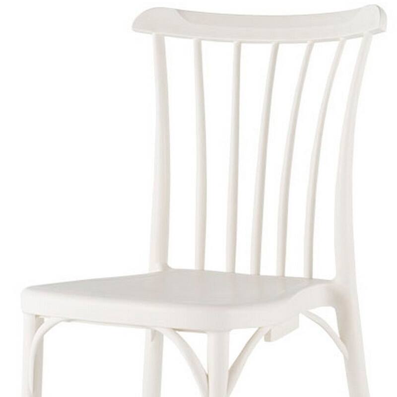 HomeRoots Set of Two White Heavy Duty Plastic Outdoor Stacking Dining Chairs