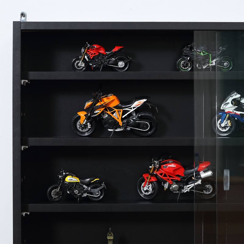 HOMCOM 5-storey Wall Shelf Display Cabinet w/2 Glass Doors and 4 Adjustable Shelves