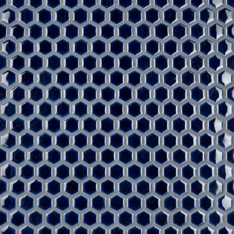 Merola Tile Hudson 1" Hex Smoky Blue 11-7/8" x 13-1/4" Porcelain Floor and Wall Tile