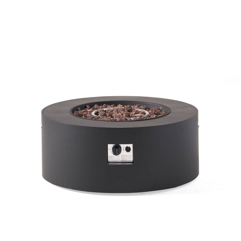 32 in. W x 32 in. D x 13.5 in. H Iron Propane Gas Burning Round Outdoor Patio Fire Pit in Dark Grey